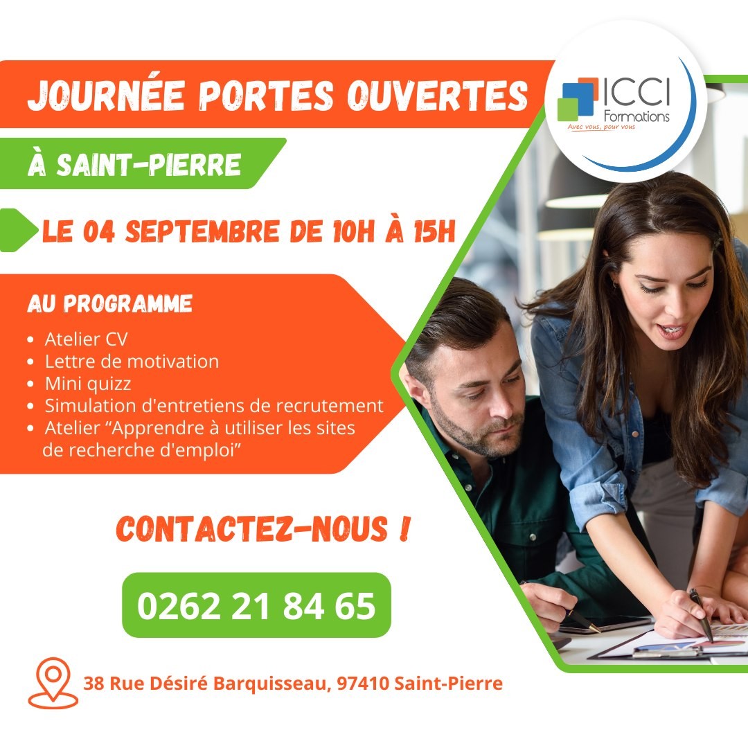 ICCI Formations SUD fait sa JPO ! 14 ICCI Formations Sud fait une journée portes ouvertes (JPO) afin de permettre à tous de découvrir le centre de formations et les formations proposées.